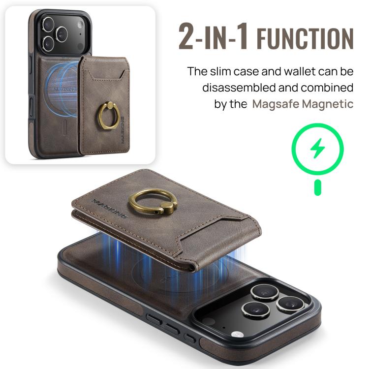 For iPhone 17 Pro MAGKING K1 MagSafe Detachable Wallet RFID Back Cover Phone Case