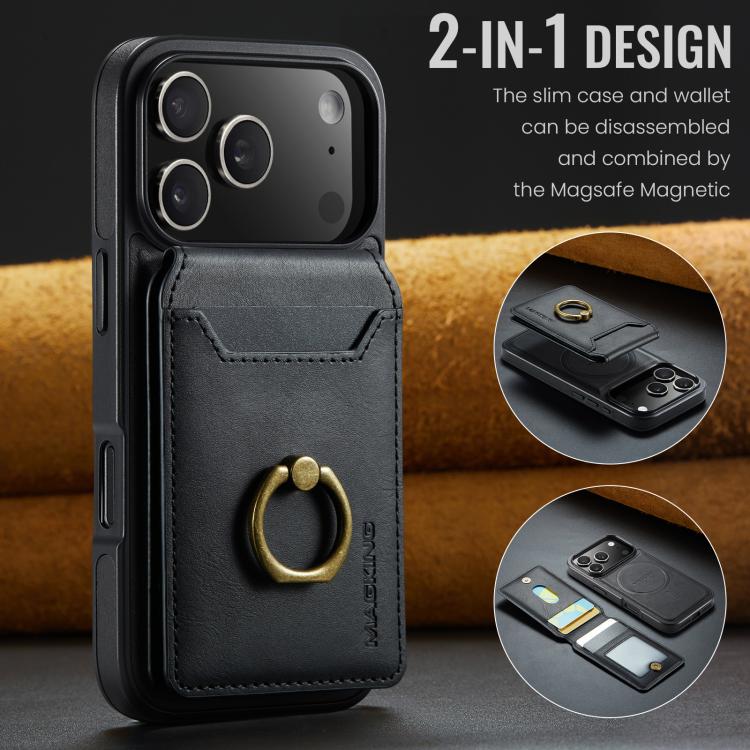 For iPhone 17 Pro MAGKING K1 MagSafe Detachable Wallet RFID Back Cover Phone Case