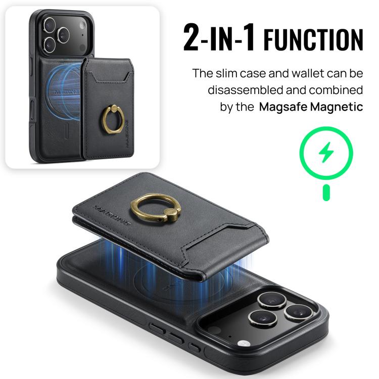 For iPhone 17 Pro MAGKING K1 MagSafe Detachable Wallet RFID Back Cover Phone Case