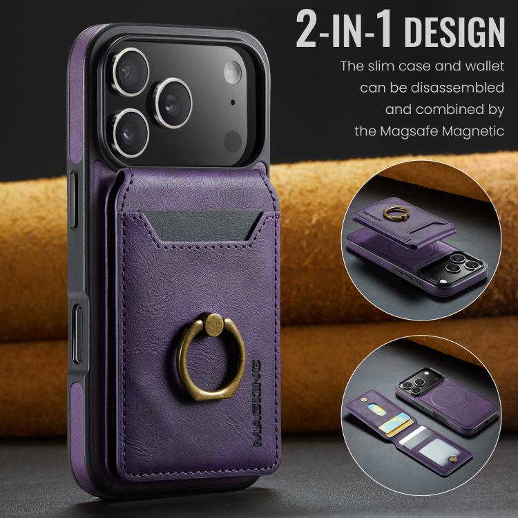 For iPhone 17 Pro MAGKING K1 MagSafe Detachable Wallet RFID Back Cover Phone Case