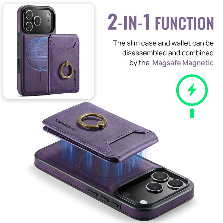 For iPhone 17 Pro MAGKING K1 MagSafe Detachable Wallet RFID Back Cover Phone Case