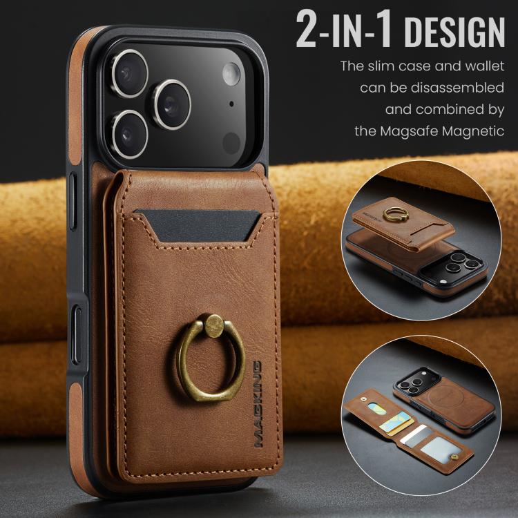 For iPhone 17 Pro MAGKING K1 MagSafe Detachable Wallet RFID Back Cover Phone Case