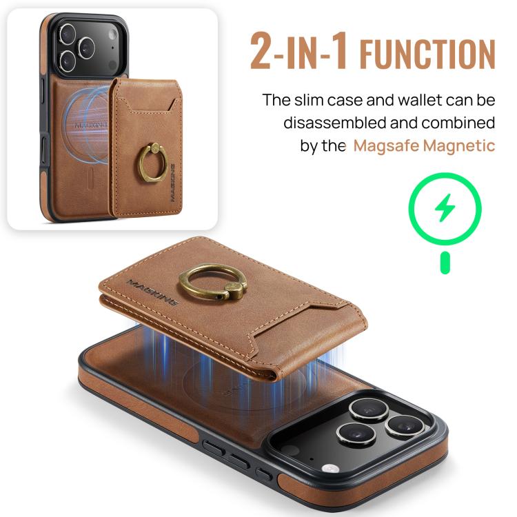 For iPhone 17 Pro MAGKING K1 MagSafe Detachable Wallet RFID Back Cover Phone Case