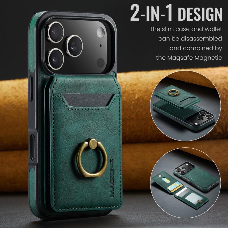 For iPhone 17 Pro MAGKING K1 MagSafe Detachable Wallet RFID Back Cover Phone Case