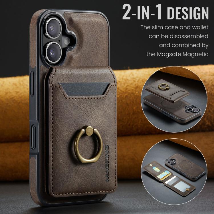 For iPhone 17 MAGKING K1 MagSafe Detachable Wallet RFID Back Cover Phone Case