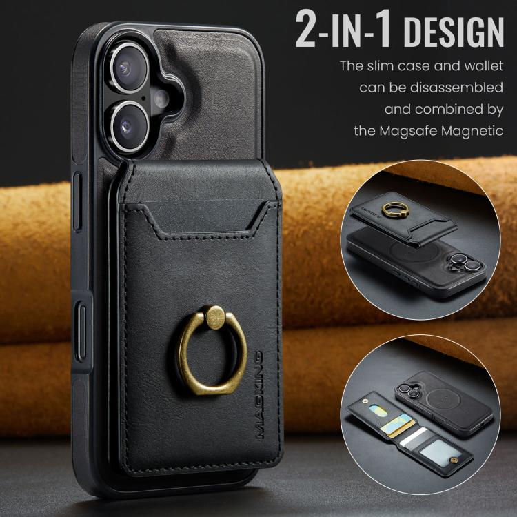 For iPhone 17 MAGKING K1 MagSafe Detachable Wallet RFID Back Cover Phone Case