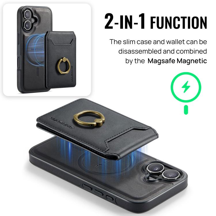 For iPhone 17 MAGKING K1 MagSafe Detachable Wallet RFID Back Cover Phone Case