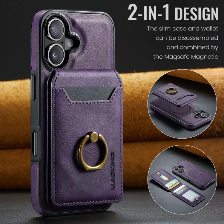 For iPhone 17 MAGKING K1 MagSafe Detachable Wallet RFID Back Cover Phone Case