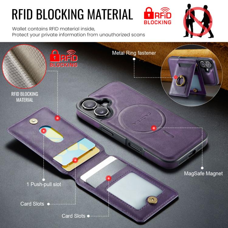 For iPhone 17 MAGKING K1 MagSafe Detachable Wallet RFID Back Cover Phone Case