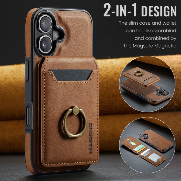 For iPhone 17 MAGKING K1 MagSafe Detachable Wallet RFID Back Cover Phone Case