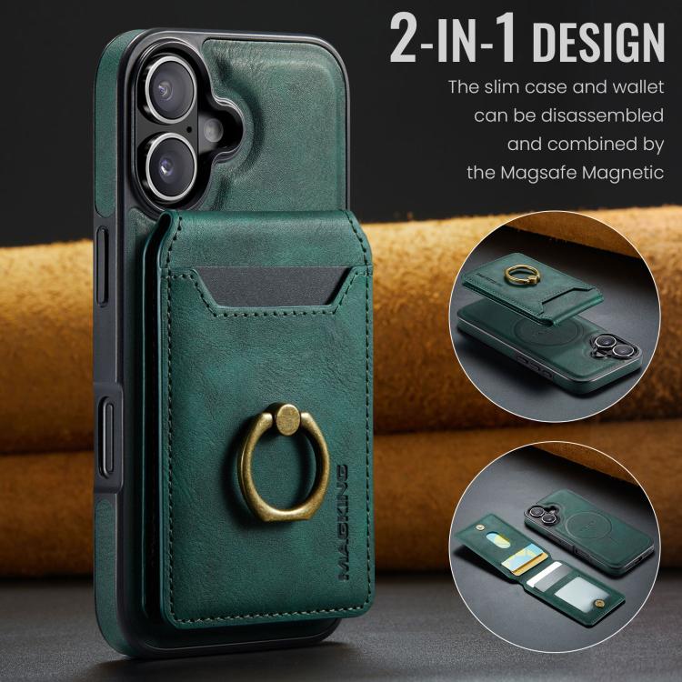 For iPhone 17 MAGKING K1 MagSafe Detachable Wallet RFID Back Cover Phone Case