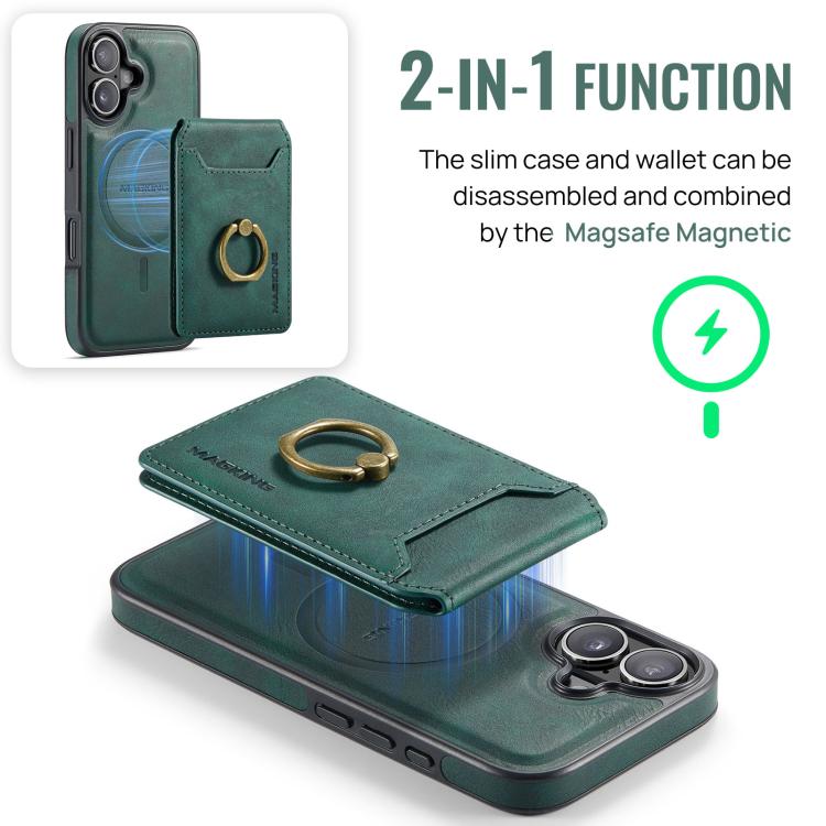 For iPhone 17 MAGKING K1 MagSafe Detachable Wallet RFID Back Cover Phone Case