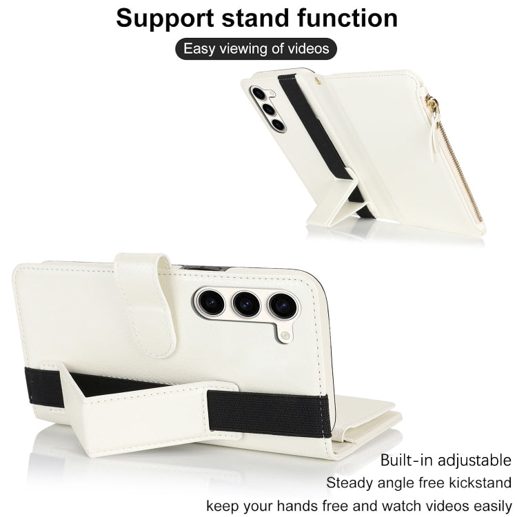 For Samsung Galaxy S23 5G Wristband Holder Zipper Purse RFID Leather Phone Case