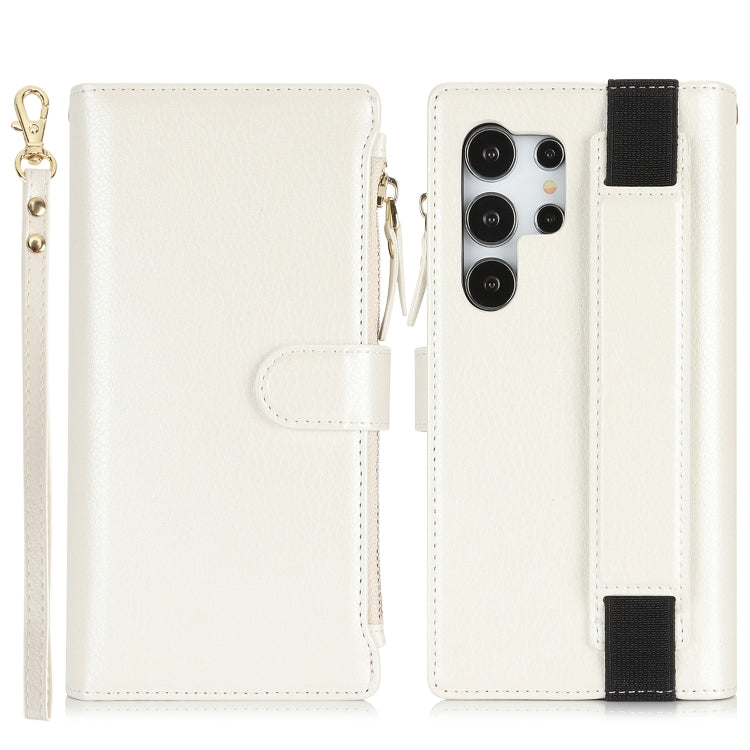 For Samsung Galaxy S24 Ultra 5G Wristband Holder Zipper Purse RFID Leather Phone Case
