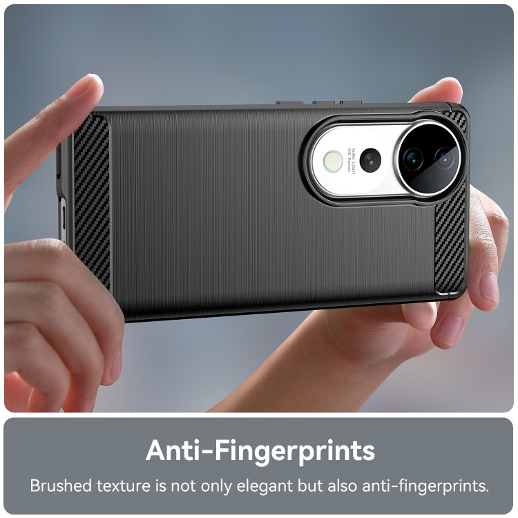 For vivo V40 5G Carbon Fiber Brushed Texture TPU Phone Case