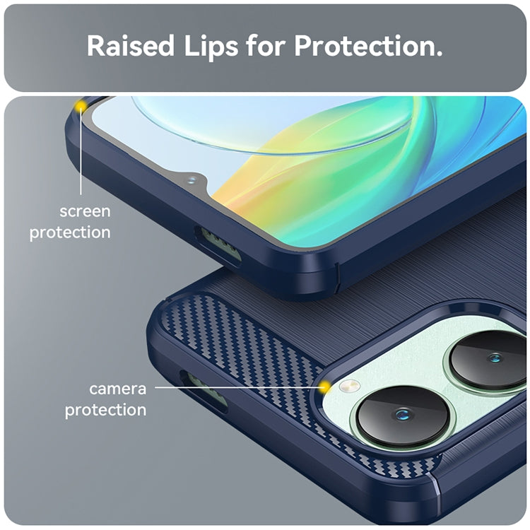 For vivo T3 Lite Carbon Fiber Brushed Texture TPU Phone Case