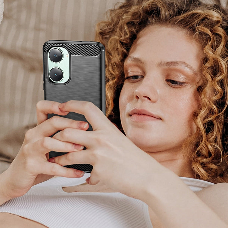 For vivo Y03 Carbon Fiber Brushed Texture TPU Phone Case