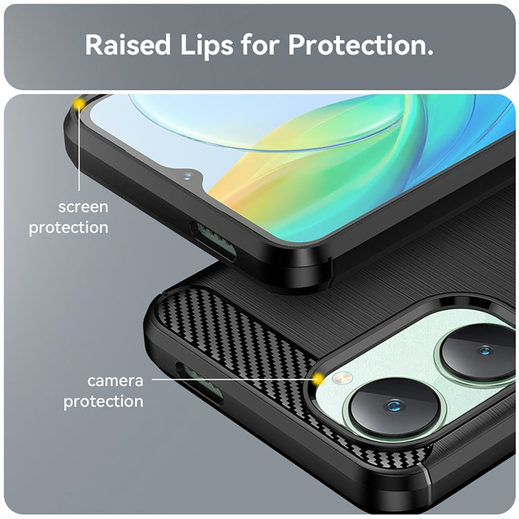 For vivo Y18e Carbon Fiber Brushed Texture TPU Phone Case