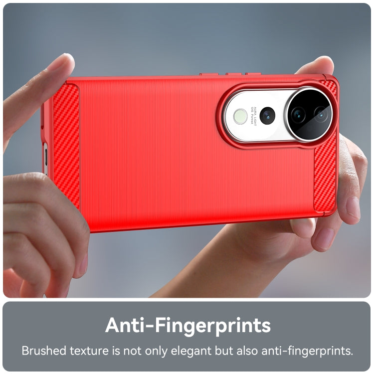 For vivo V40 Pro Carbon Fiber Brushed Texture TPU Phone Case