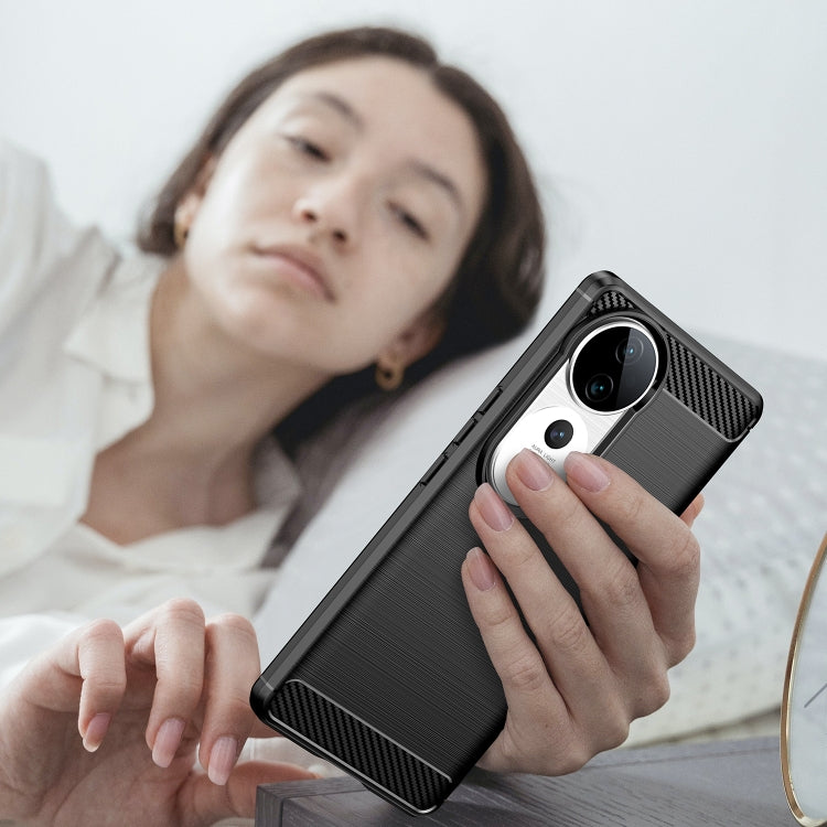 For vivo V40 Pro Carbon Fiber Brushed Texture TPU Phone Case
