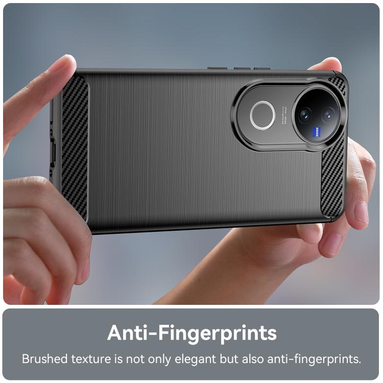 For vivo V50 Carbon Fiber Brushed Texture TPU Phone Case