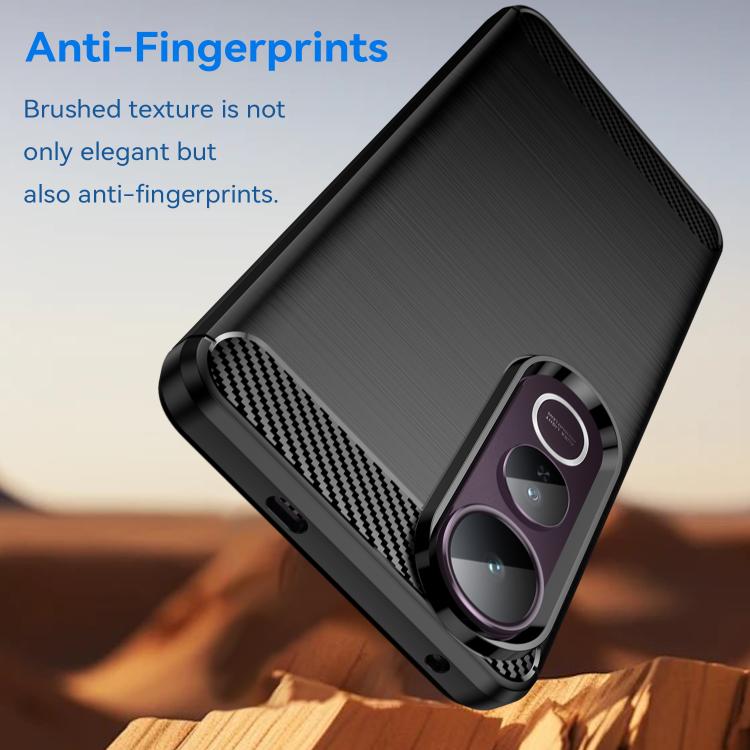 For vivo V50 Lite 4G Carbon Fiber Brushed Texture TPU Phone Case