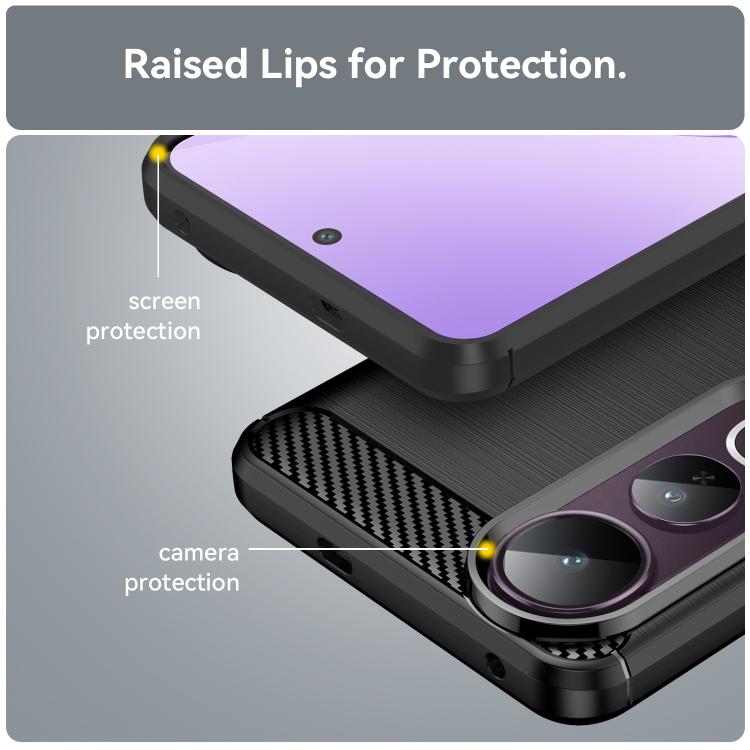 For vivo V50 Lite 4G Carbon Fiber Brushed Texture TPU Phone Case