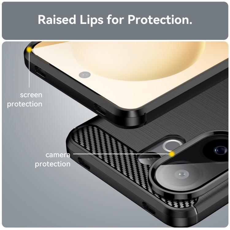 For vivo V60 5G Carbon Fiber Brushed Texture TPU Phone Case