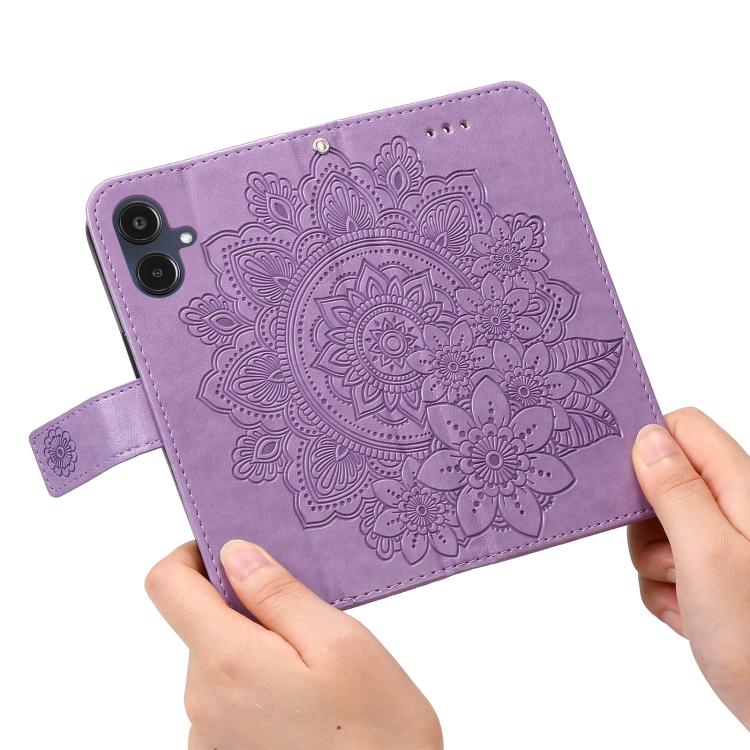 For Galaxy A25 5G Japan Version / A25e Seven-petal Flowers Embossing Leather Phone Case