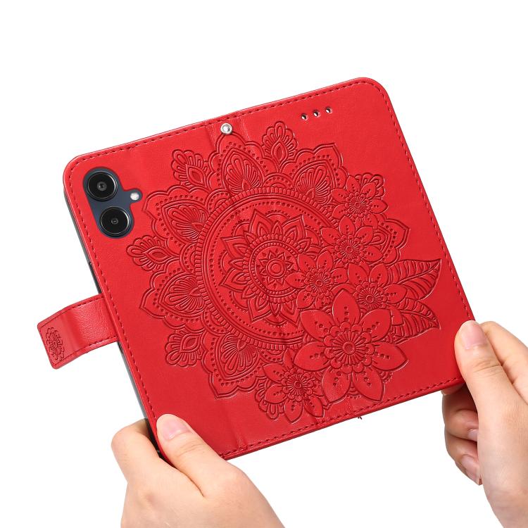 For Galaxy A25 5G Japan Version / A25e Seven-petal Flowers Embossing Leather Phone Case