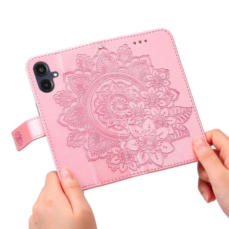 For Galaxy A25 5G Japan Version / A25e Seven-petal Flowers Embossing Leather Phone Case