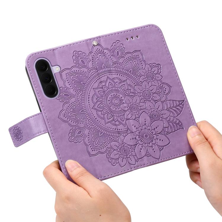 For Galaxy A27 5G Seven-petal Flowers Embossing Leather Phone Case