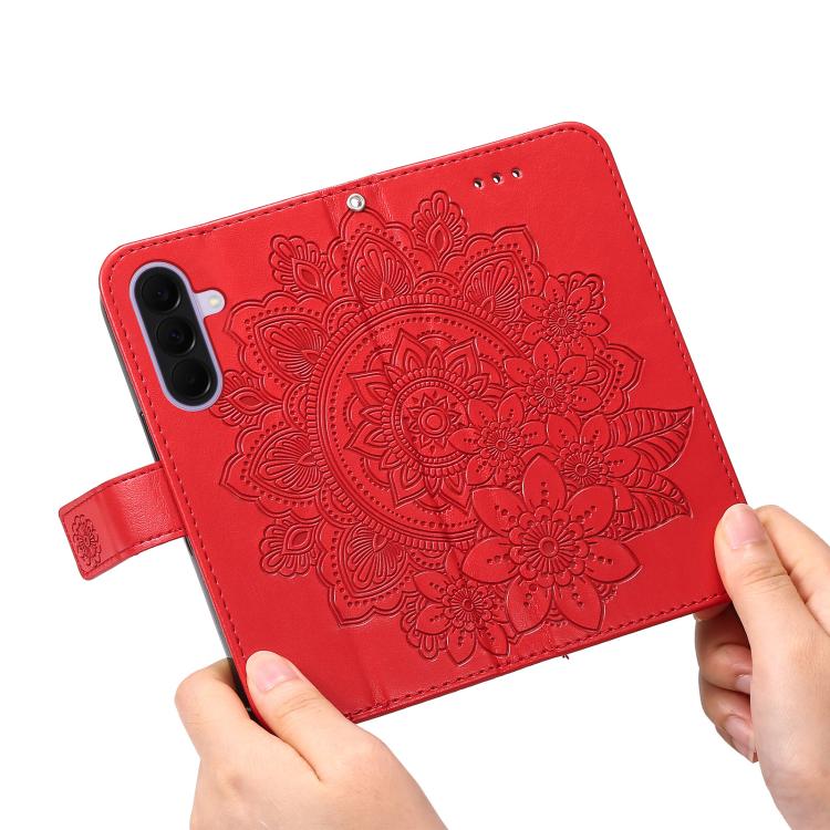 For Galaxy A27 5G Seven-petal Flowers Embossing Leather Phone Case