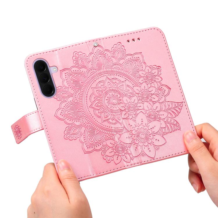 For Galaxy A27 5G Seven-petal Flowers Embossing Leather Phone Case