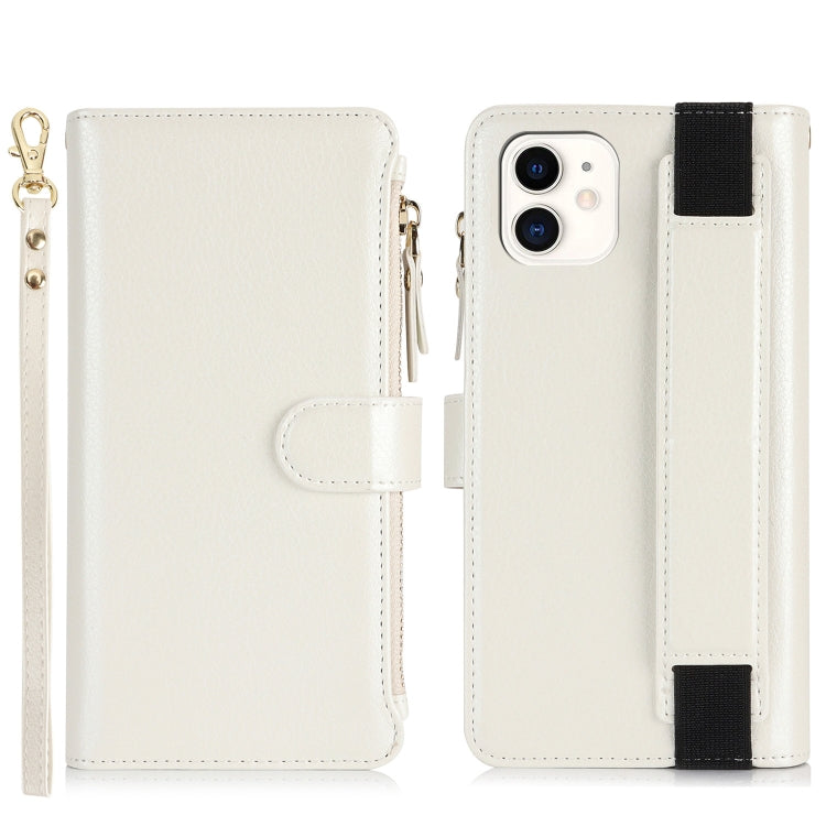 For iPhone 11 Wristband Holder Zipper Purse RFID Leather Phone Case