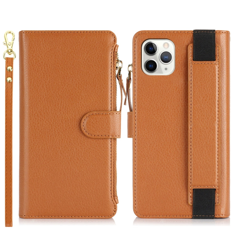 For iPhone 11 Pro Wristband Holder Zipper Purse RFID Leather Phone Case