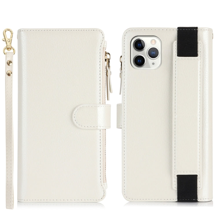 For iPhone 11 Pro Wristband Holder Zipper Purse RFID Leather Phone Case
