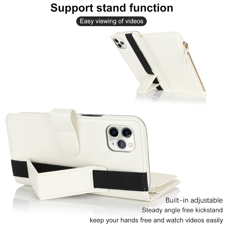 For iPhone 11 Pro Wristband Holder Zipper Purse RFID Leather Phone Case