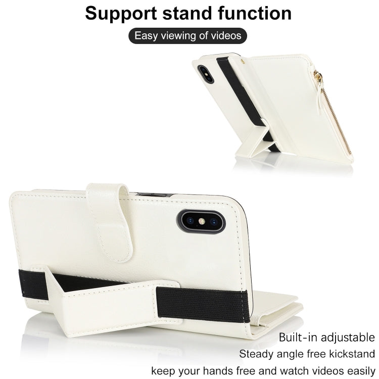For iPhone XS Max Wristband Holder Zipper Purse RFID Leather Phone Case