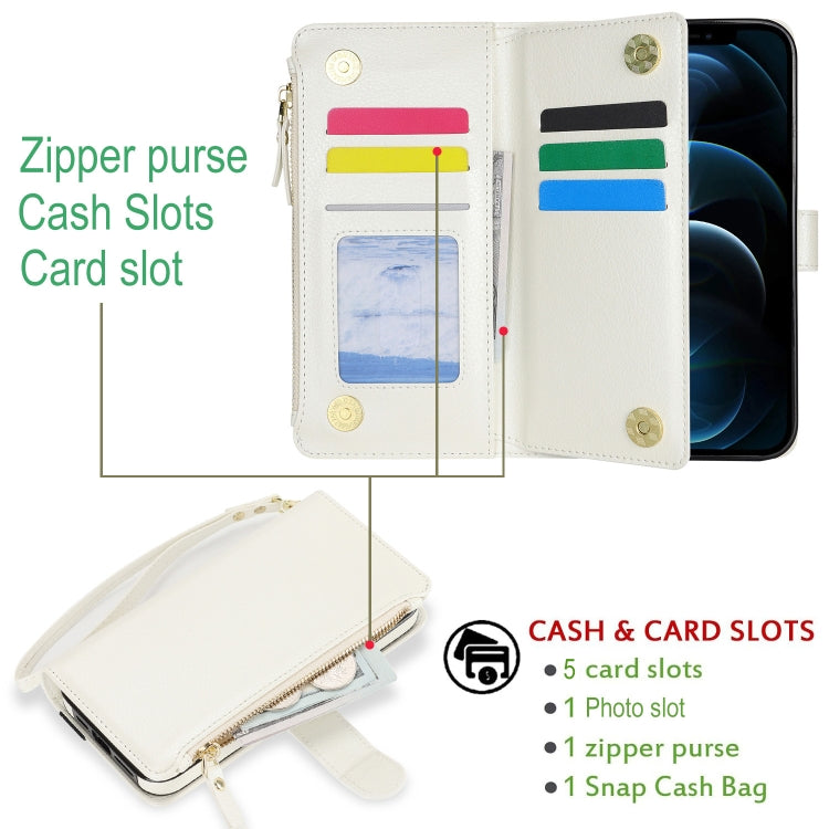 For iPhone XS Max Wristband Holder Zipper Purse RFID Leather Phone Case