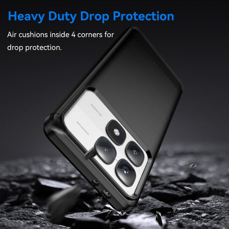For Redmi K70 Ultra Brushed Texture Carbon Fiber TPU Phone Case