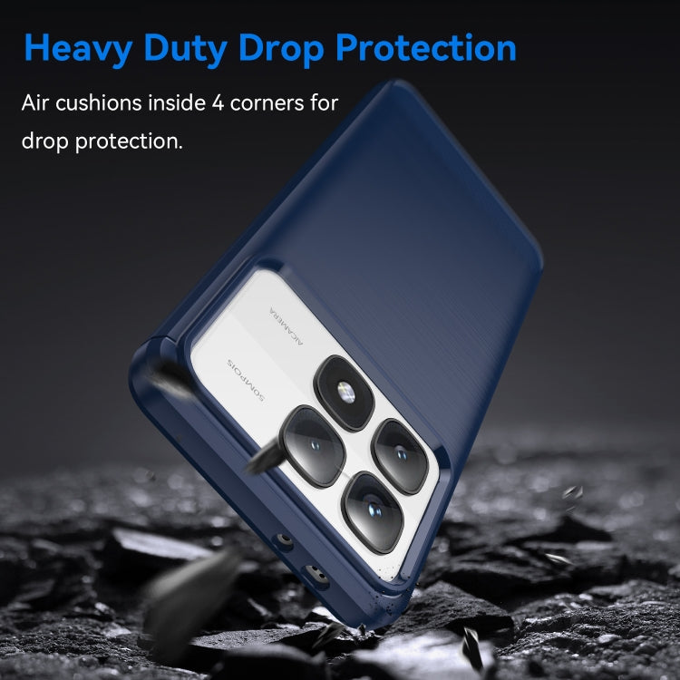 For Redmi K70 Ultra Brushed Texture Carbon Fiber TPU Phone Case