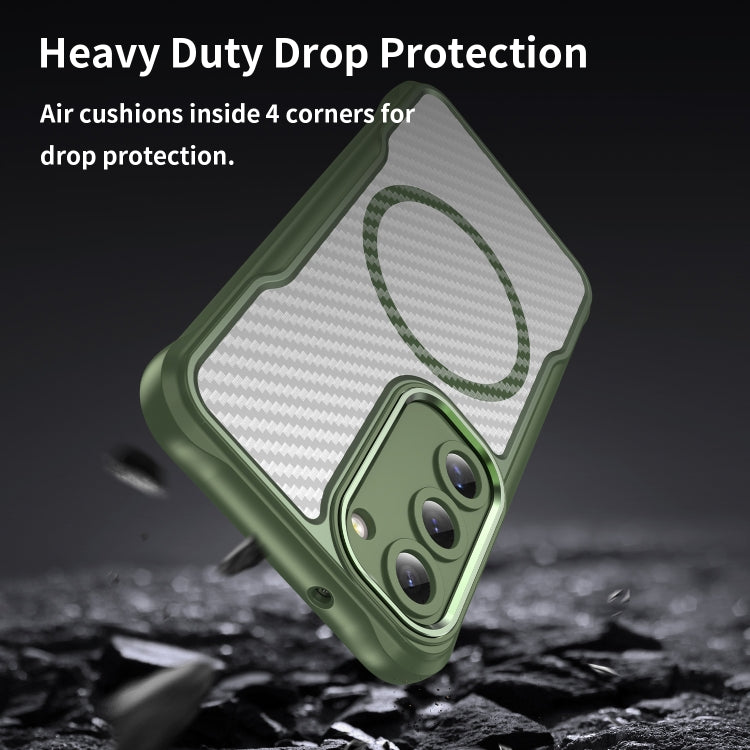 For Samsung Galaxy S23 5G Carbon Fiber Texture MagSafe Translucent Phone Case
