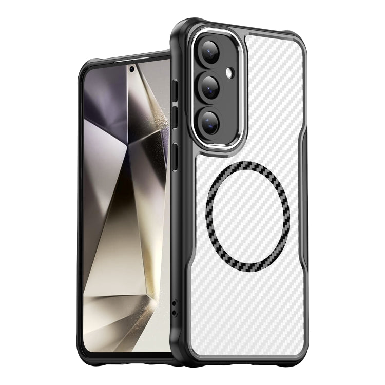 For Samsung Galaxy S24 FE 5G Carbon Fiber Texture MagSafe Translucent Phone Case