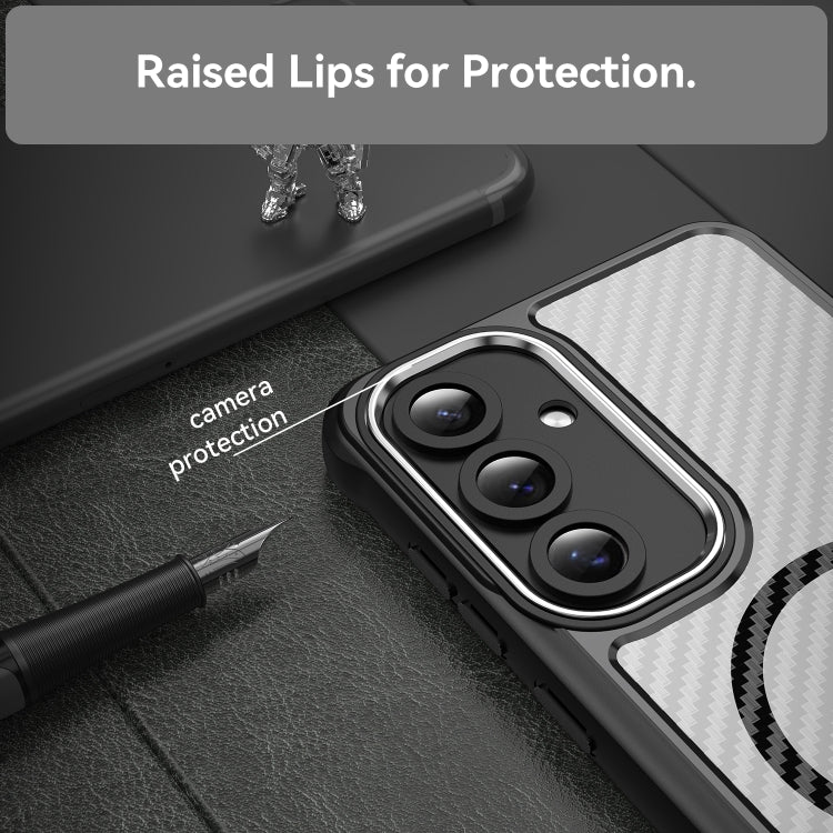 For Samsung Galaxy S24 FE 5G Carbon Fiber Texture MagSafe Translucent Phone Case