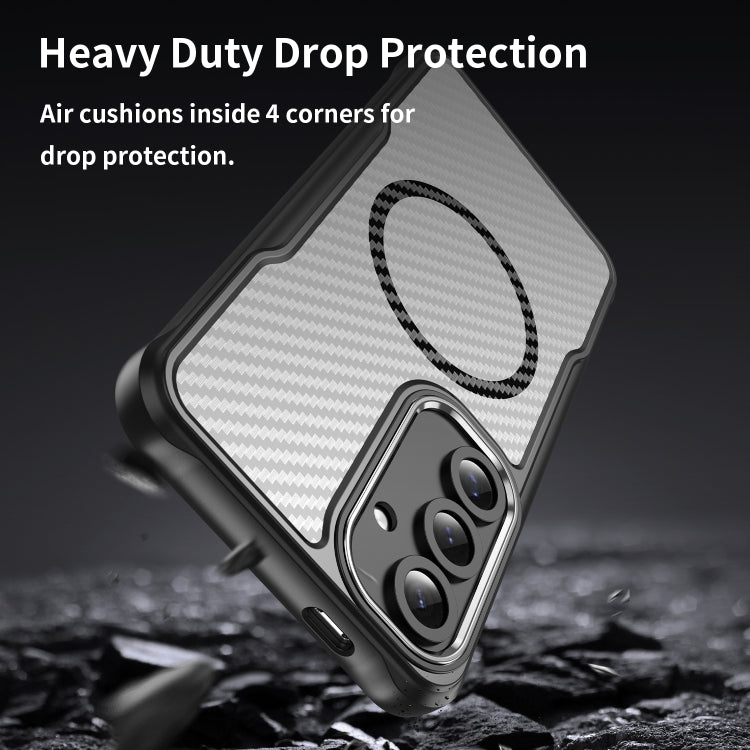 For Samsung Galaxy S24 FE 5G Carbon Fiber Texture MagSafe Translucent Phone Case