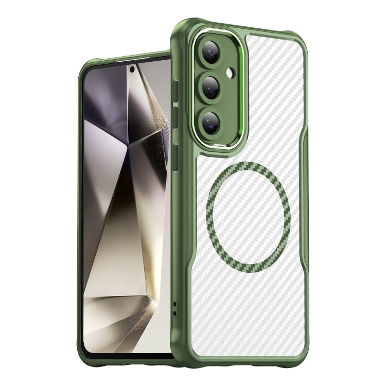 For Samsung Galaxy S24 FE 5G Carbon Fiber Texture MagSafe Translucent Phone Case