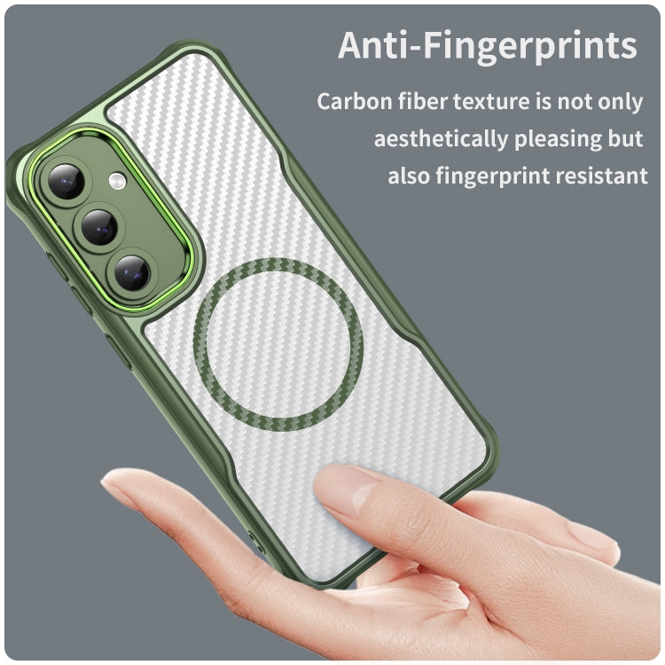 For Samsung Galaxy S24 FE 5G Carbon Fiber Texture MagSafe Translucent Phone Case