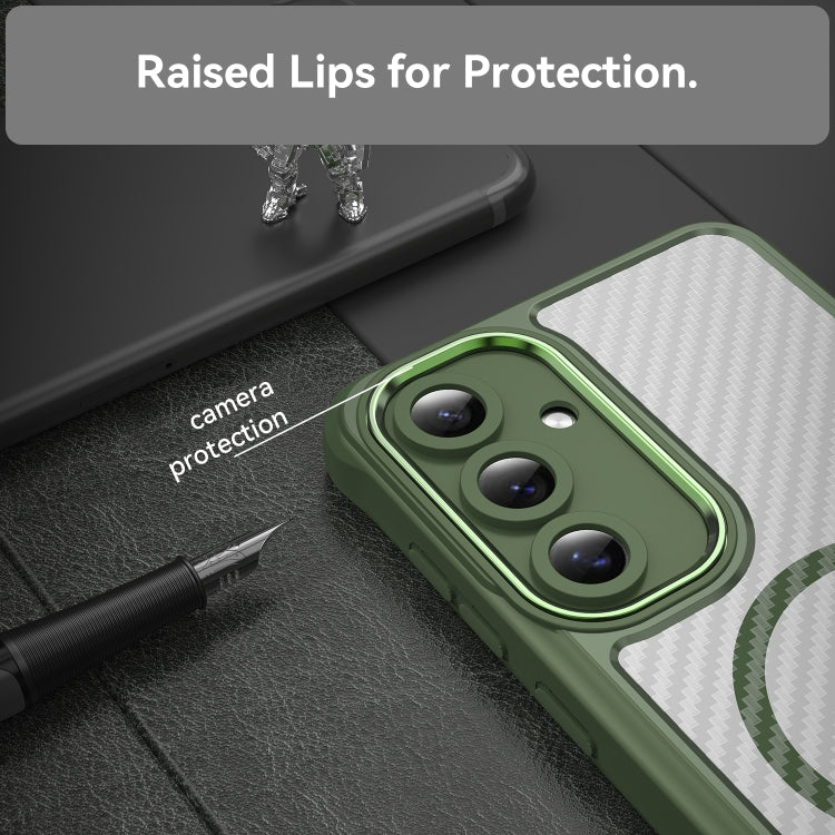 For Samsung Galaxy S24 FE 5G Carbon Fiber Texture MagSafe Translucent Phone Case