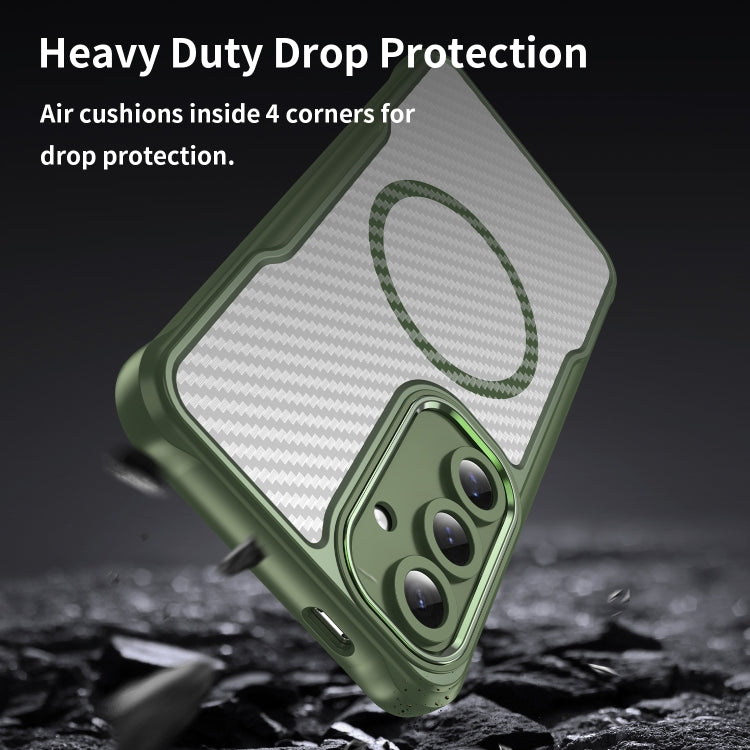 For Samsung Galaxy S24 FE 5G Carbon Fiber Texture MagSafe Translucent Phone Case